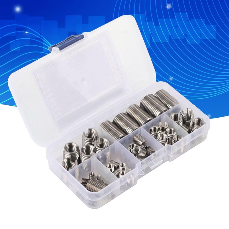 Sunicon Thread Repair Kit, 50Pcs 302 Stainless Steel Inner Thread Self Tapping Thread Inserts Set Thread Reinforce Repair Tool Tap Inserts for Metal - Image 5